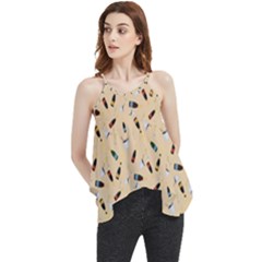 Festive Champagne Flowy Camisole Tank Top by SychEva