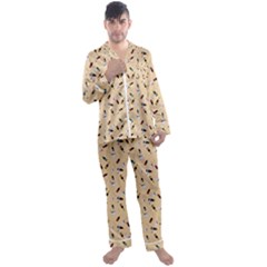 Festive Champagne Men s Long Sleeve Satin Pajamas Set by SychEva