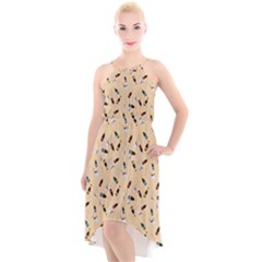 Festive Champagne High-low Halter Chiffon Dress  by SychEva