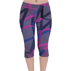 3d Lovely Geo Lines Velvet Capri Leggings  by Uniqued