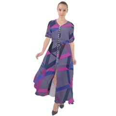 3d Lovely Geo Lines Waist Tie Boho Maxi Dress by Uniqued