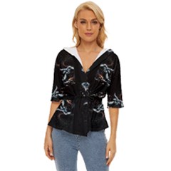 Digital Illusion Lightweight Drawstring Hooded Top by Sparkle