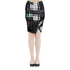 Digital Illusion Midi Wrap Pencil Skirt by Sparkle