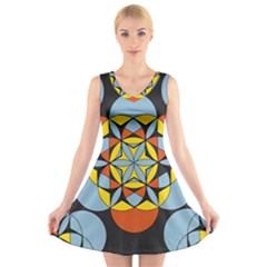 Abstract Pattern Geometric Backgrounds   V-neck Sleeveless Dress by Eskimos