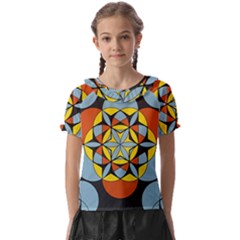 Abstract Pattern Geometric Backgrounds   Kids  Frill Chiffon Blouse by Eskimos