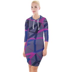 3d Lovely Geo Lines Quarter Sleeve Hood Bodycon Dress by Uniqued