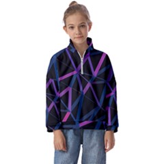 3d Lovely Geo Lines  V Kids  Half Zip Hoodie by Uniqued