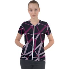 3d Lovely Geo Lines Iii Short Sleeve Zip Up Jacket by Uniqued