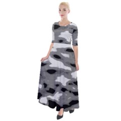 Black Waves Abstract Series No 1 Half Sleeves Maxi Dress by DimitriosArt