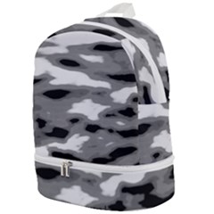Black Waves Abstract Series No 1 Zip Bottom Backpack by DimitriosArt