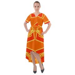 Abstract Pattern Geometric Backgrounds   Front Wrap High Low Dress by Eskimos