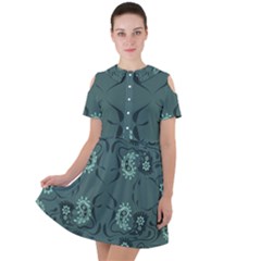 Floral Pattern Paisley Style Paisley Print   Short Sleeve Shoulder Cut Out Dress  by Eskimos