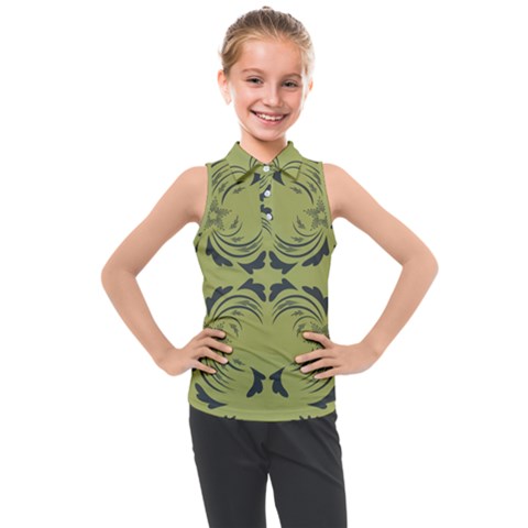 Floral Folk Damask Pattern Fantasy Flowers  Kids  Sleeveless Polo Tee by Eskimos