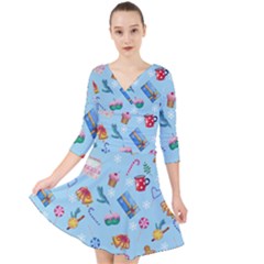 New Year Elements Quarter Sleeve Front Wrap Dress by SychEva