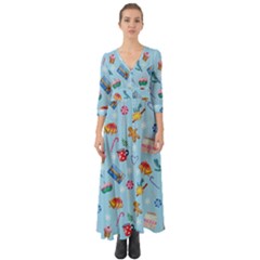 New Year Elements Button Up Boho Maxi Dress by SychEva