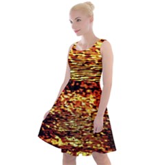 Yellow Waves Flow Series 1 Knee Length Skater Dress by DimitriosArt