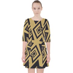 Abstract Pattern Geometric Backgrounds   Quarter Sleeve Pocket Dress by Eskimos