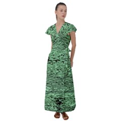 Blue Waves Flow Series 4 Flutter Sleeve Maxi Dress by DimitriosArt