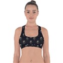 Creepy Head Sculpture With Respirator Motif Pattern Cross Back Hipster Bikini Top  View1
