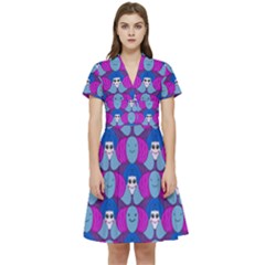 Abstract Short Sleeve Waist Detail Dress by SychEva