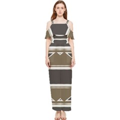 Abstract Pattern Geometric Backgrounds   Draped Sleeveless Chiffon Jumpsuit by Eskimos
