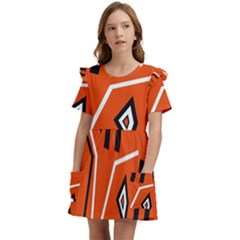 Abstract Pattern Geometric Backgrounds   Kids  Frilly Sleeves Pocket Dress by Eskimos