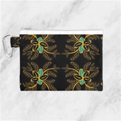 Floral Folk Damask Pattern  Canvas Cosmetic Bag (medium) by Eskimos