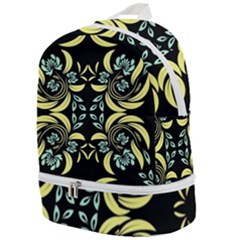 Floral Folk Damask Pattern Fantasy Flowers  Zip Bottom Backpack by Eskimos
