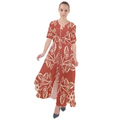 Floral Folk Damask Pattern Fantasy Flowers Floral Geometric Fantasy Waist Tie Boho Maxi Dress by Eskimos