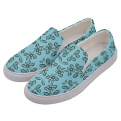 Floral Folk Damask Pattern Fantasy Flowers Floral Geometric Fantasy Men s Canvas Slip Ons by Eskimos