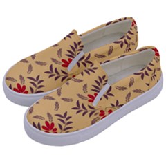 Floral Folk Damask Pattern Fantasy Flowers Floral Geometric Fantasy Kids  Canvas Slip Ons by Eskimos