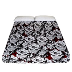 Demonic Skulls Pattern, Spooky Horror, Halloween Theme Fitted Sheet (california King Size) by Casemiro