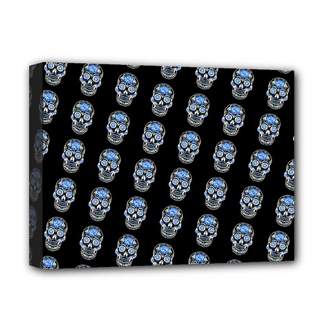 Skulls, Demonic Skull Pattern, Frida Kahlo Stylised Deluxe Canvas 16  X 12  (stretched)  by Casemiro