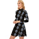 Skulls, Demonic Skull pattern, Frida Kahlo stylised Long Sleeve Velour Longline Dress View2