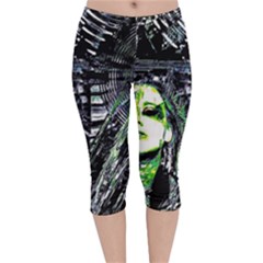 Dubstep Alien Velvet Capri Leggings  by MRNStudios