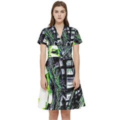 Dubstep Alien Short Sleeve Waist Detail Dress by MRNStudios