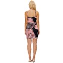 Abstrait Effet Formes Noir/Rose Wrap Tie Front Dress View4