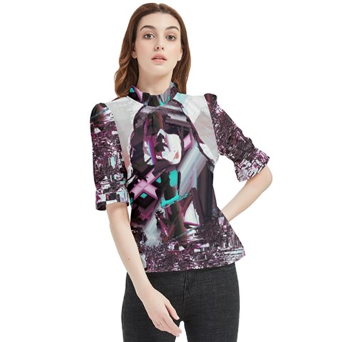 Merlot Lover Frill Neck Blouse by MRNStudios