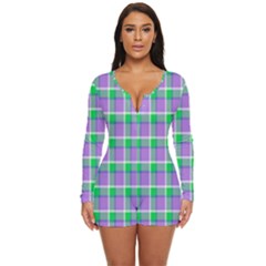 Checks Long Sleeve Boyleg Swimsuit by Sparkle