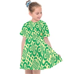 Liquid Art Pouring Abstract Seamless Pattern Lover Green Maze Kids  Sailor Dress by artico