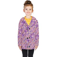 Liquid Art Pouring Abstract Seamless Pattern Tiger Eyes Kids  Double Breasted Button Coat by artico