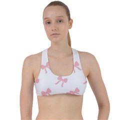Pink Bow Pattern Criss Cross Racerback Sports Bra by Littlebird