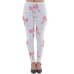 Pink Bow Cute Pattern Lightweight Velour Leggings by Littlebird