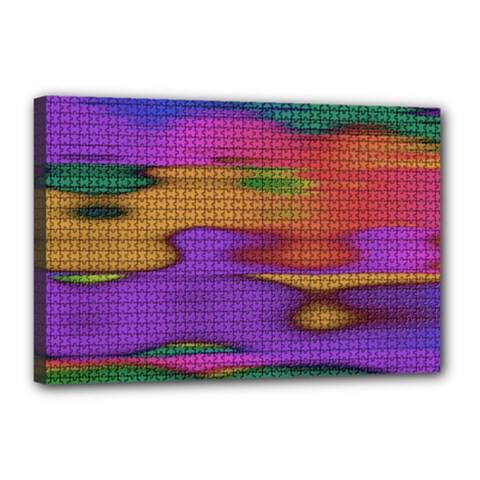 Puzzle Landscape In Beautiful Jigsaw Colors Canvas 18  X 12  (stretched) by pepitasart