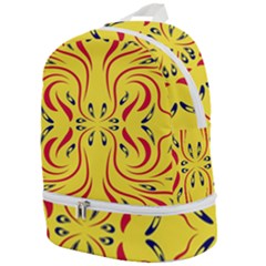 Floral Folk Damask Pattern  Zip Bottom Backpack by Eskimos