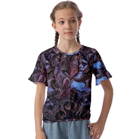 Boho Cthulu Kids  Cuff Sleeve Scrunch Bottom Tee by MRNStudios
