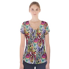 Tiger King Short Sleeve Front Detail Top by Sparkle