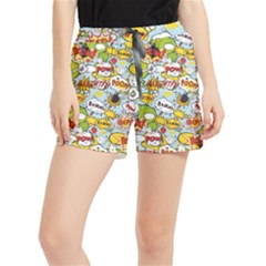Comic Pow Bamm Boom Poof Wtf Pattern 1 Women s Runner Shorts by EDDArt