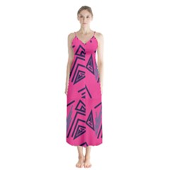 Abstract Pattern Geometric Backgrounds   Button Up Chiffon Maxi Dress by Eskimos