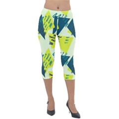 Abstract Pattern Geometric Backgrounds   Lightweight Velour Capri Leggings  by Eskimos